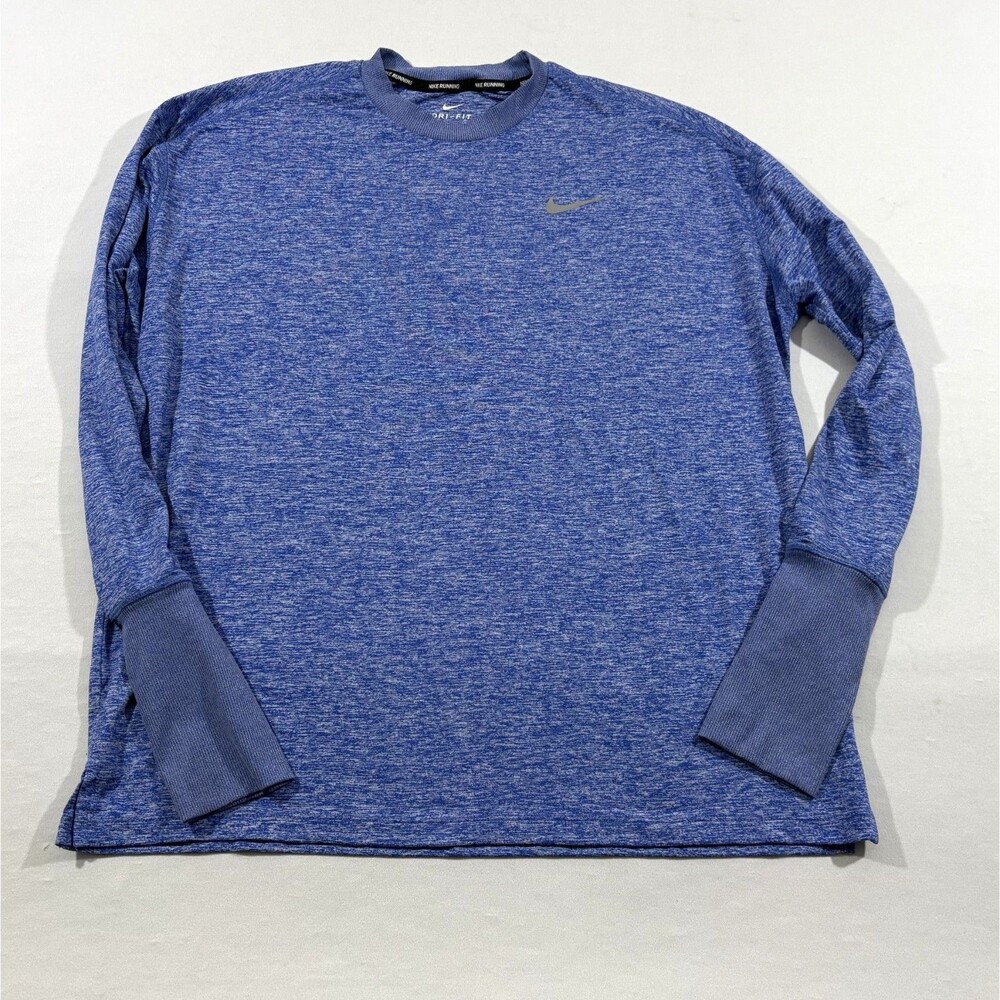 Nike Womens Element Tee Blue Heather Long Sleeve Running Top Shirt Stretch Sz L